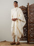 Vastramay Men's Cream Mirror Kurta Dhoti And Dupatta Set