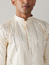 Vastramay Men's Cream Mirror Kurta Dhoti And Dupatta Set