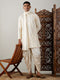 Vastramay Men's Cream Mirror Kurta Dhoti And Dupatta Set