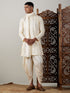 Vastramay Men's Cream Mirror Kurta Dhoti And Dupatta Set