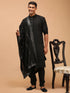 Vastramay Men's Black Viscose Kurta Pyjama And Dupatta Set