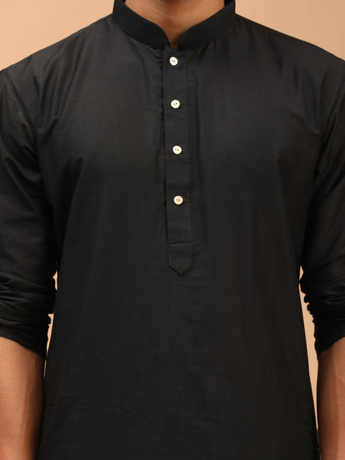 Vastramay Men's Black Viscose Kurta Pyjama And Dupatta Set