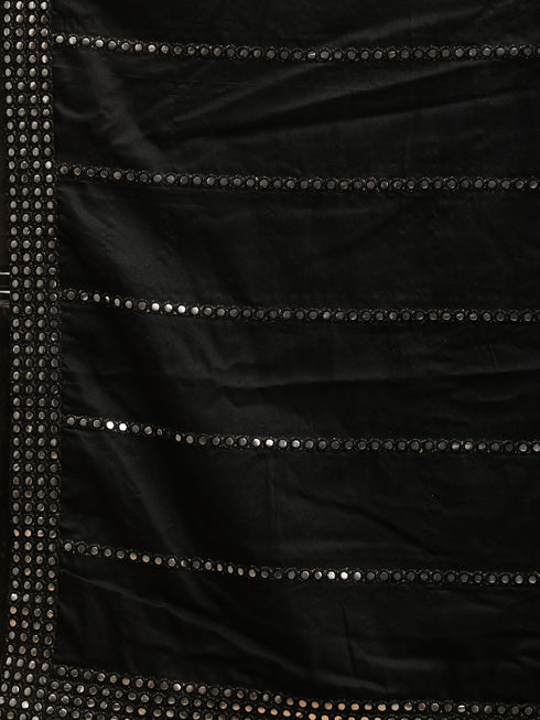 Vastramay Men's Black Viscose Kurta Pyjama And Dupatta Set