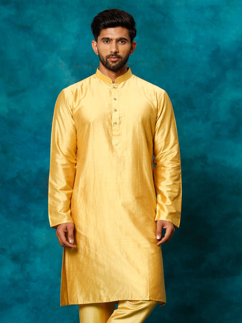 Vastramay Men's Mustard Viscose Kurta