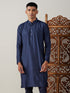 Vastramay Men's Navy Blue Viscose Kurta