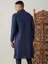 Vastramay Men's Navy Blue Viscose Kurta