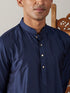 Vastramay Men's Navy Blue Viscose Kurta