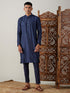 Vastramay Men's Navy Blue Viscose Kurta With Pant Set