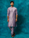 Vastramay Men's Purple Viscose Kurta Pyjama Set