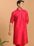 Vastramay Men's Valentino Pink Viscose Kurta