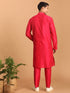 Vastramay Men's Valentino Pink Viscose Kurta Pant Set