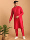 Vastramay Men's Valentino Pink Viscose Kurta Pant Set