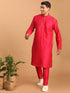Vastramay Men's Valentino Pink Viscose Kurta Pant Set