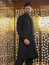 Vastramay Men's Black Mirror Georgette Kurta
