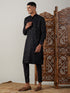 Vastramay Men's Black Mirror Georgette Kurta Pant Set