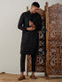Vastramay Men's Black Mirror Georgette Kurta Pant Set