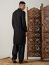 Vastramay Men's Black Mirror Georgette Kurta With Patiala Set