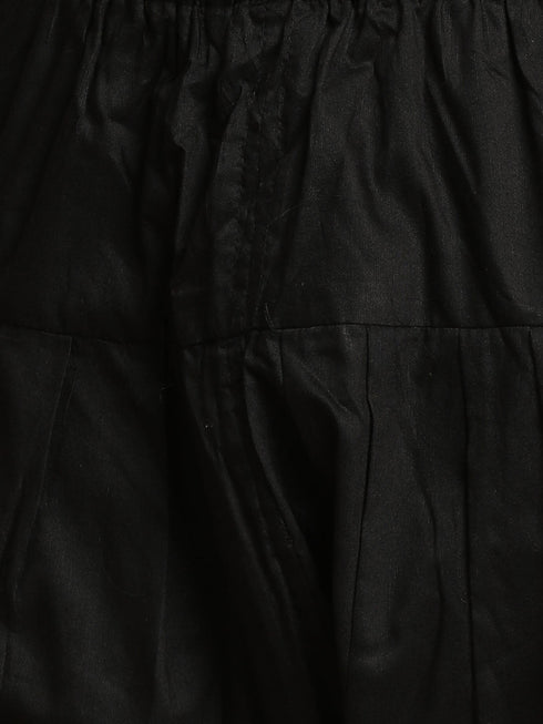 Vastramay Men's Black Mirror Georgette Kurta With Patiala Set