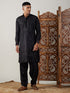 Vastramay Men's Black Mirror Georgette Kurta With Patiala Set