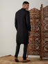 Vastramay Men's Black Mirror Georgette Kurta Pyjama Set