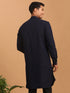 Vastramay Men's Navy Blue Glitter Printed fancy Kurta