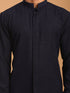 Vastramay Men's Navy Blue Glitter Printed fancy Kurta