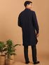 Vastramay Men's Navy Blue Printed Kurta Pant Set
