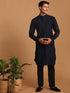 Vastramay Men's Navy Blue Printed Kurta Pant Set
