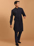 Vastramay Men's Navy Blue Printed Kurta With pant Set
