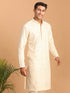Vastramay Men's Cream Golden Sequin Embroidered Kurta
