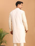 Vastramay Men's Cream Golden Sequin Embroidered Kurta