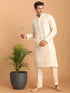 Vastramay Men's Cream Golden Sequin Embroidered Kurta