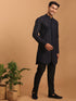Vastramay Men's Navy Blue Kurta Pant Set