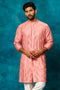 SHRESTHA BY VASTRAMAY Men's Onion Pink Embellished Kurta