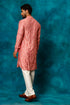 SHRESTHA BY VASTRAMAY Men's Onion Pink Chanderi Cotton Embellished Kurta Pant Set