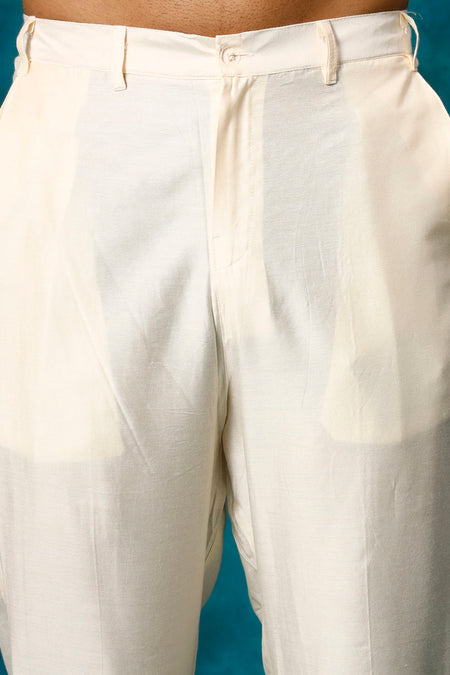 SHRESTHA BY VASTRAMAY Men's Onion Pink Chanderi Cotton Embellished Kurta Pant Set