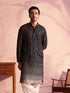 Vastramay Men's Black Georgette Zari With Sequins Worked Kurta