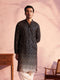 Vastramay Men's Black Georgette Zari With Sequins Worked Kurta