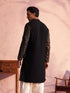 Vastramay Men's Black Georgette Zari With Sequins Worked Kurta
