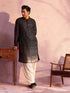Vastramay Men's Black Georgette Zari With Sequins Worked Kurta