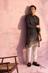 SHRESTHA By VASTRAMAY Men's Black Georgette Zari With Sequins Worked Kurta pant Set