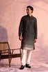 SHRESTHA By VASTRAMAY Men's Black Georgette Zari With Sequins Worked Kurta pant Set