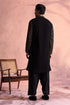 SHRESTHA By VASTRAMAY Men's Black Georgette Zari With Sequins Worked Kurta Patiala Set