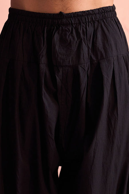 SHRESTHA By VASTRAMAY Men's Black Georgette Zari With Sequins Worked Kurta Patiala Set