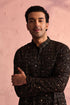 SHRESTHA By VASTRAMAY Men's Black Georgette Zari With Sequins Worked Kurta Patiala Set