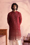 SHRESTHA By VASTRAMAY Men's Maroon Georgette Zari With Sequins Worked Kurta