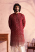 SHRESTHA By VASTRAMAY Men's Maroon Georgette Zari With Sequins Worked Kurta