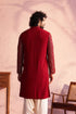 SHRESTHA By VASTRAMAY Men's Maroon Georgette Zari With Sequins Worked Kurta