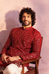 SHRESTHA By VASTRAMAY Men's Maroon Georgette Zari With Sequins Worked Kurta