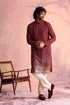 SHRESTHA By VASTRAMAY Men's Maroon Georgette Zari With Sequins Worked Kurta pant Set